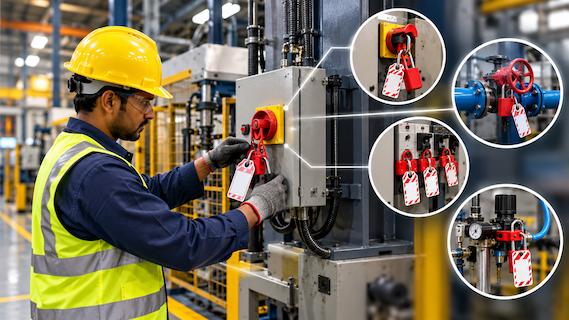 LOTO lockout points on process equipment